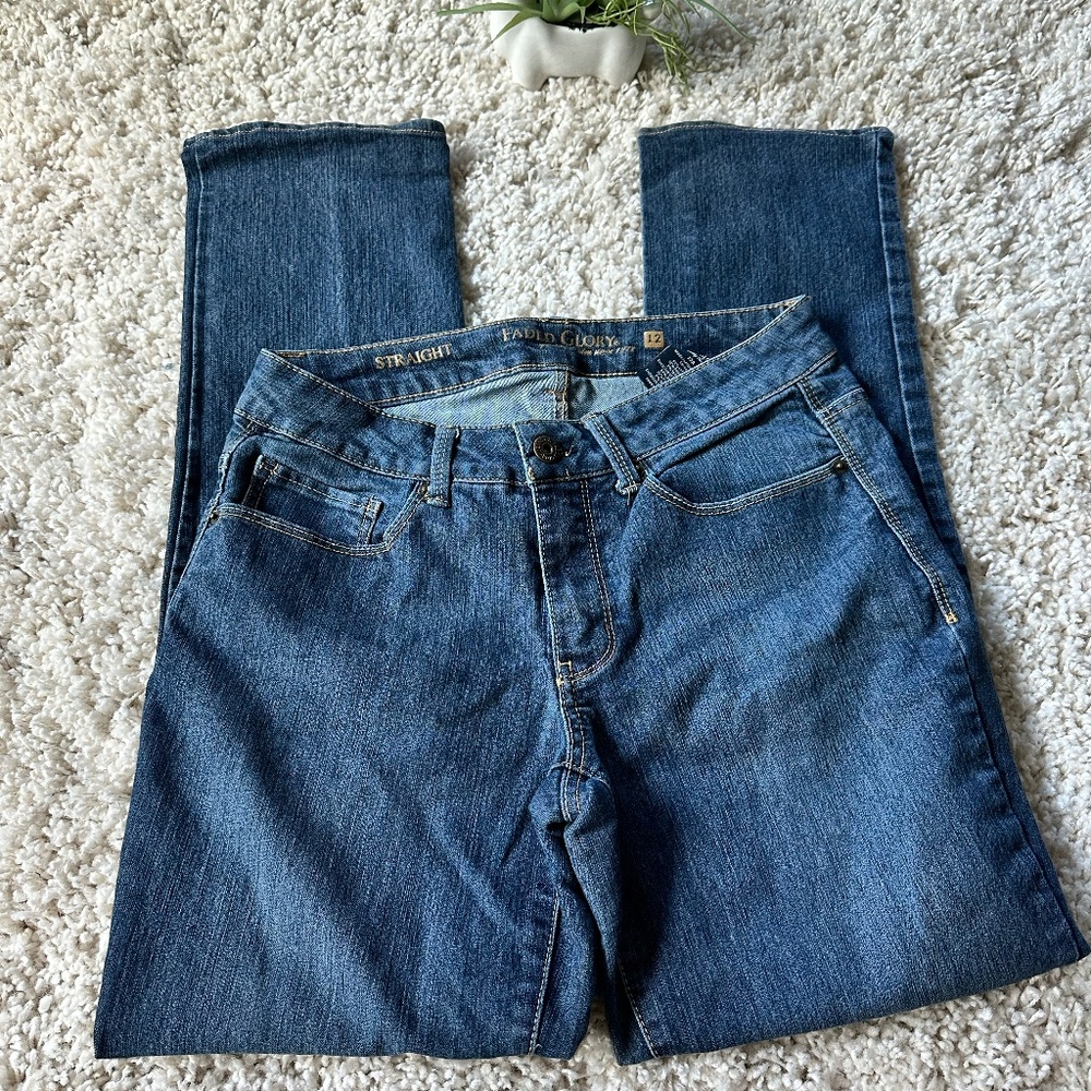 Faded Glory dark blue wash 12A bootcut cowboy western denim pant summer …
